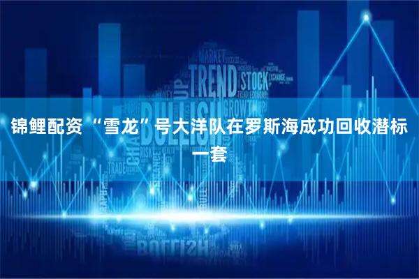锦鲤配资 “雪龙”号大洋队在罗斯海成功回收潜标一套
